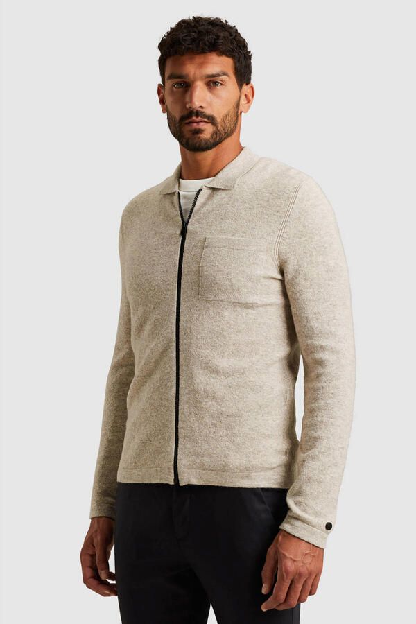 Cast Iron gebreid vest met wol beige