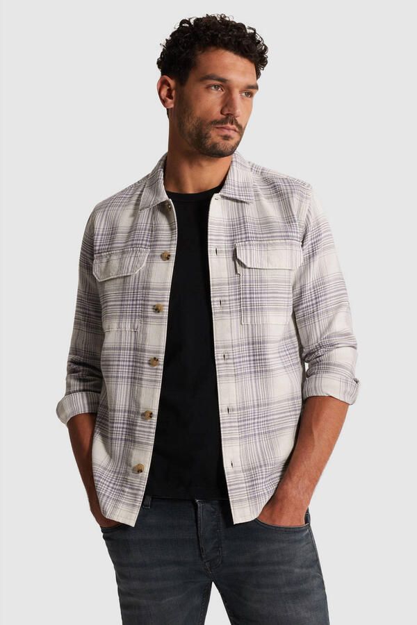 CAST IRON Heren Overshirts Check Spring Waffle Creme - Foto 5