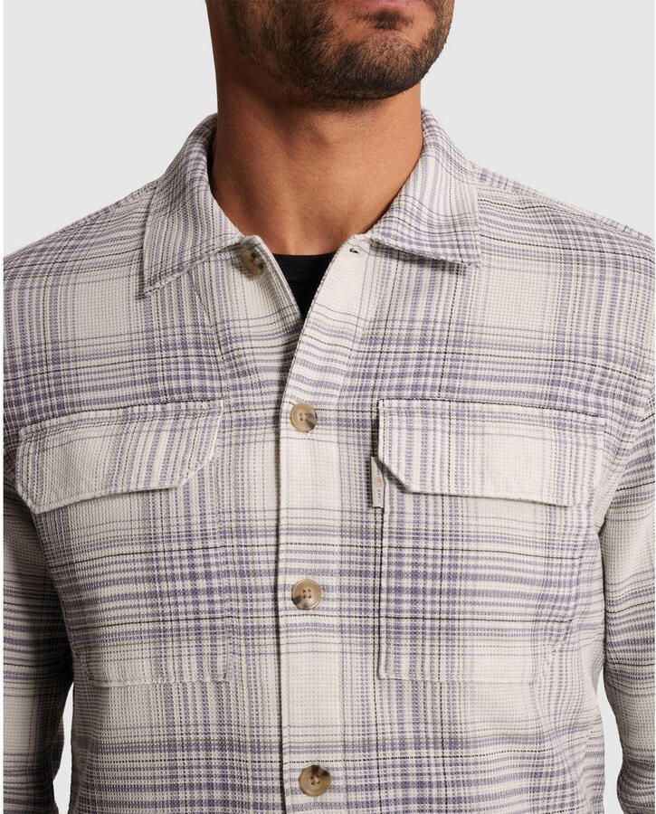 CAST IRON Heren Overshirts Check Spring Waffle Creme - Foto 6