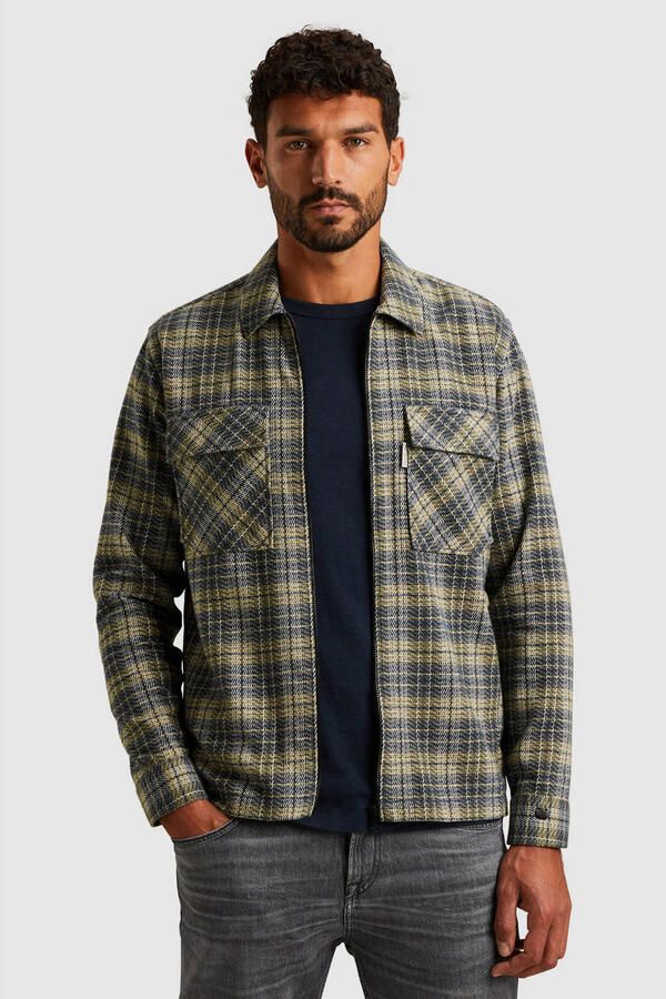 Cast Iron geruit overshirt blauw
