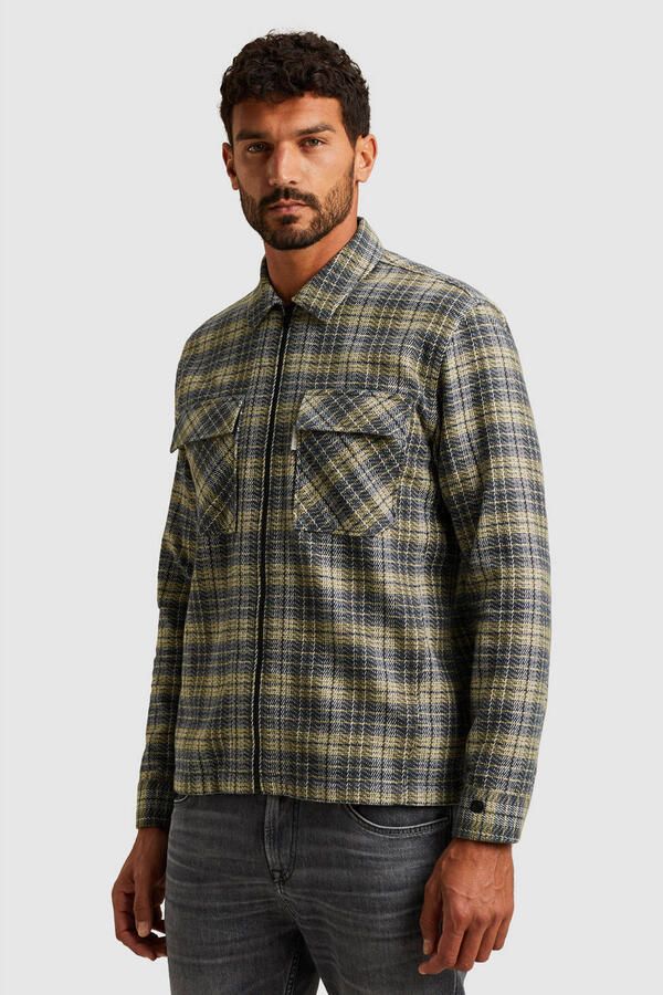 Cast Iron geruit overshirt blauw - Foto 3