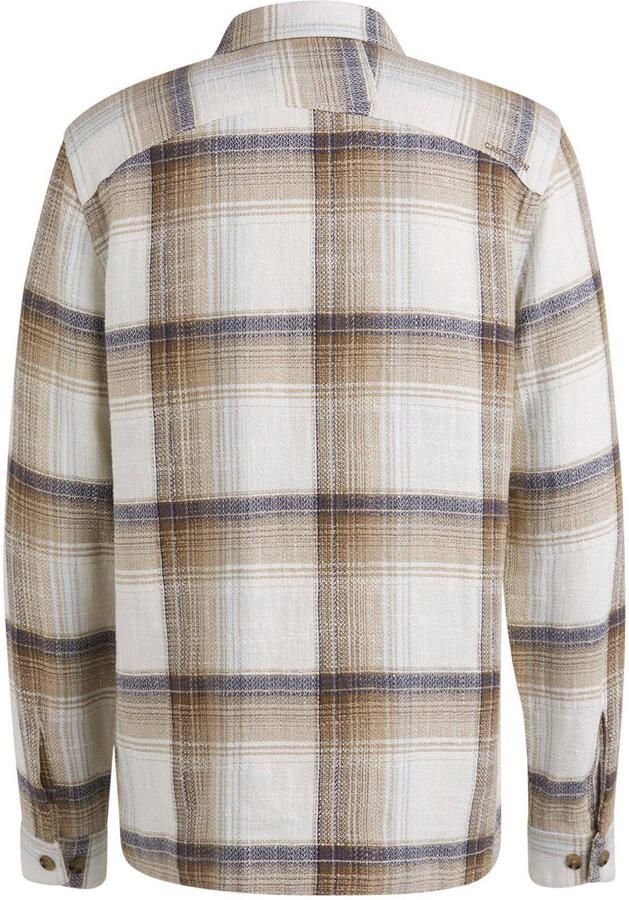 CAST IRON Heren Overshirts Long Sleeve Shirt Slub Check Zand - Foto 5
