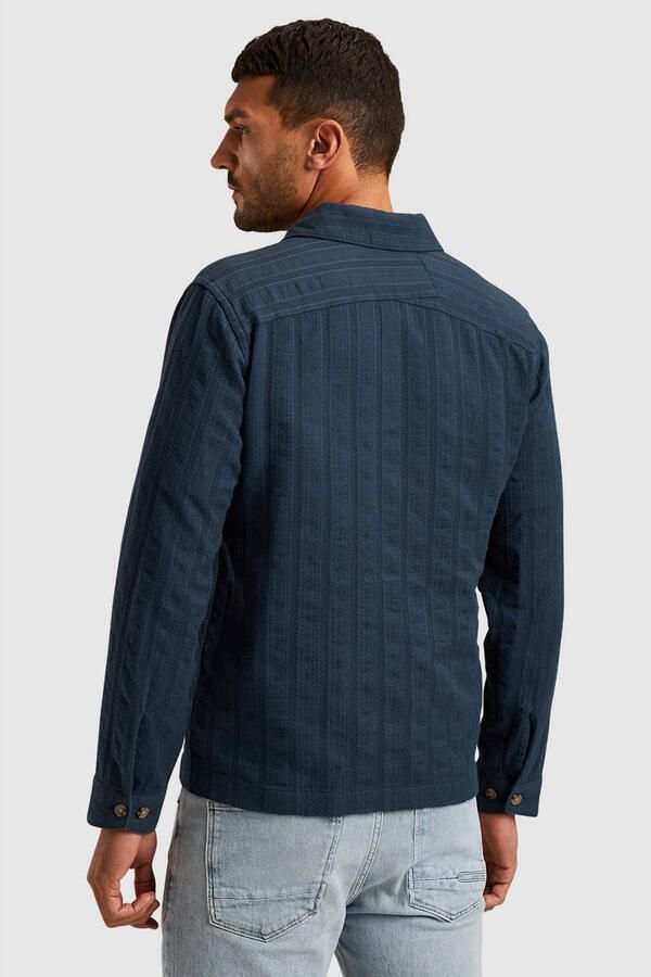 Cast Iron Sweater Overshirt Dobby Stripe Navy
