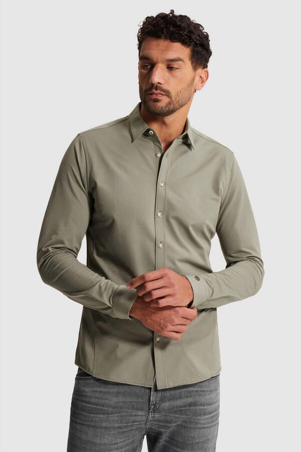 CAST IRON Heren Overhemden Cf Tech Twill Jersey Olijf - Foto 5