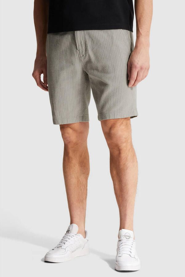 Cast Iron regular chino short met linnen lichtgroen - Foto 7