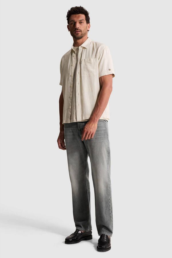 Cast Iron regular fit casual overhemd met linnen beige - Foto 3