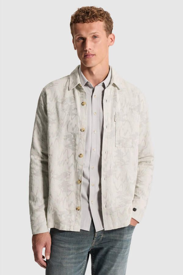 Cast Iron regular fit jacquard overshirt met print blauw mirage