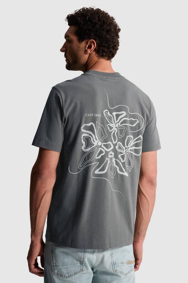 CAST IRON Heren Polo's & T-shirts Short Sleeve R-neck Regular Fit Single Jersey Donkergrijs - Foto 6