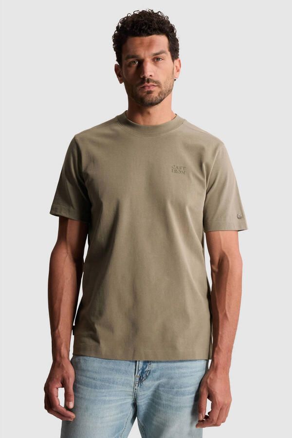 CAST IRON Heren Polo's & T-shirts Short Sleeve R-neck Regular Fit Single Jersey Taupe - Foto 5