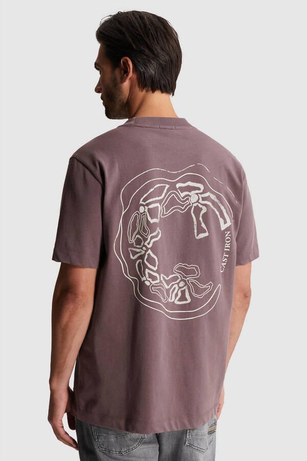 Cast Iron regular fit T-shirt met backprint donkerpaars - Foto 3