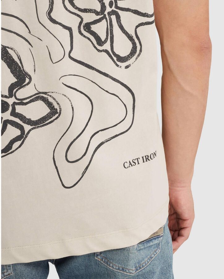 CAST IRON Heren Polo's & T-shirts Short Sleeve R-neck Regular Fit Single Jersey Beige - Foto 7