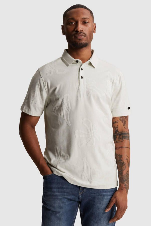 Cast Iron regular gebloemde polo beige
