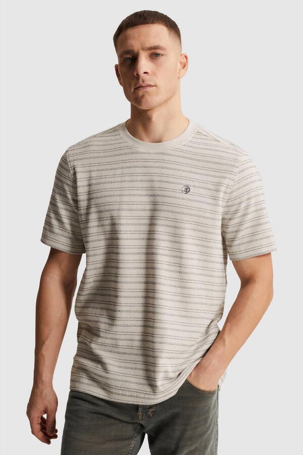 Cast Iron regular gestreept T-shirt gebreid beige