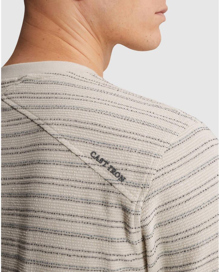Cast Iron regular gestreept T-shirt gebreid beige - Foto 2