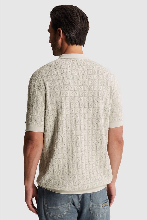 Cast Iron regular polo fijn gebreid ecru - Foto 3