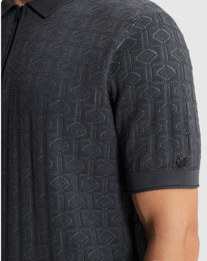 Cast Iron regular polo fijn gebreid grijsblauw - Foto 2