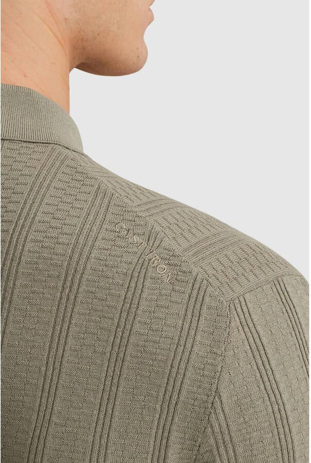 Cast Iron regular polo gebreid grijsgroen - Foto 2