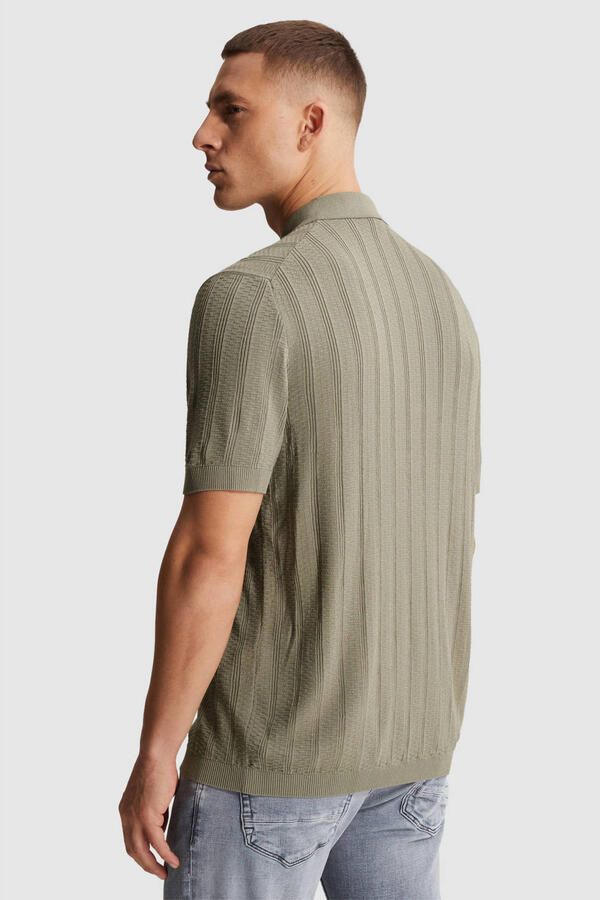Cast Iron regular polo gebreid grijsgroen - Foto 3