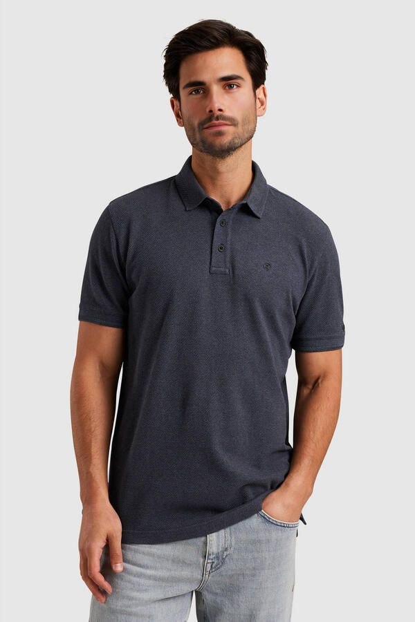 CAST IRON Heren Polo's & T-shirts Short Sleeve Polo Popcorn Jersey Melange Blauw - Foto 5