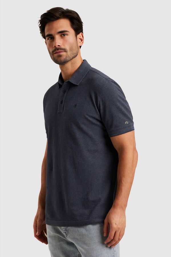 CAST IRON Heren Polo's & T-shirts Short Sleeve Polo Popcorn Jersey Melange Blauw - Foto 6