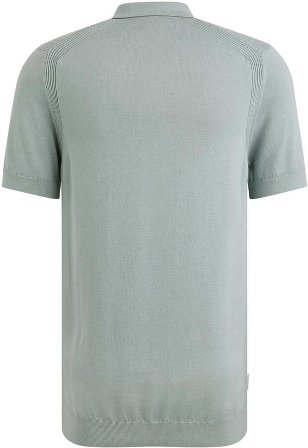 Cast Iron regular polo met ingebreid patroon grijsgroen