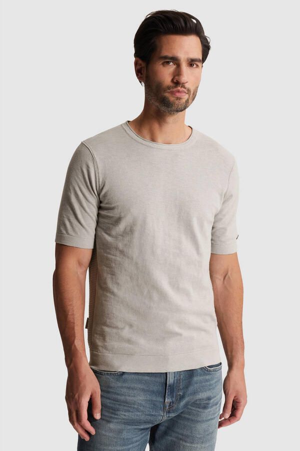 Cast Iron regular T-shirt met linnen fijn gebreid lichtgrijs - Foto 2