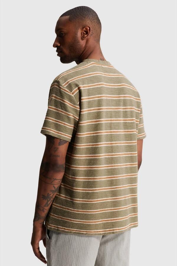 Cast Iron relaxed fit gestreept T-shirt vetiver - Foto 3