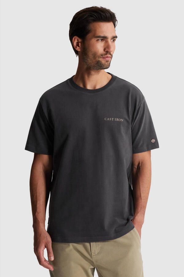 CAST IRON Heren Polo's & T-shirts Relaxed Fit Peached Jersey Antraciet - Foto 5
