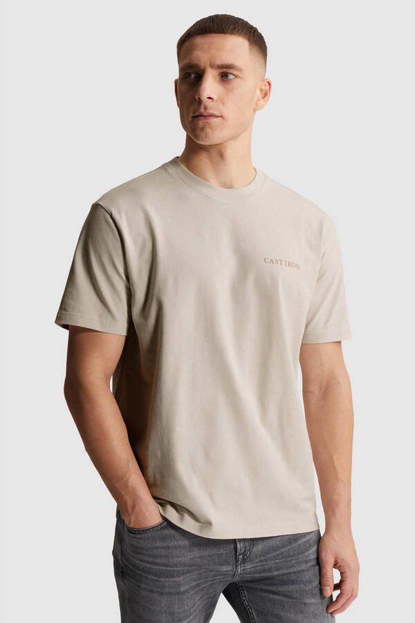 CAST IRON Heren Polo's & T-shirts Relaxed Fit Peached Jersey Ecru - Foto 5