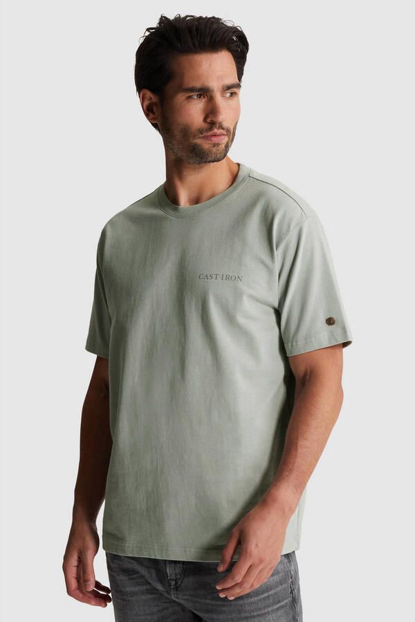 Cast Iron relaxed T-shirt met backprint grijsgroen