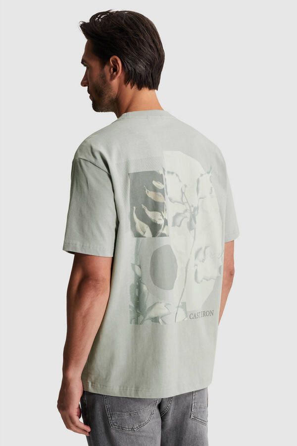 Cast Iron relaxed T-shirt met backprint grijsgroen - Foto 3