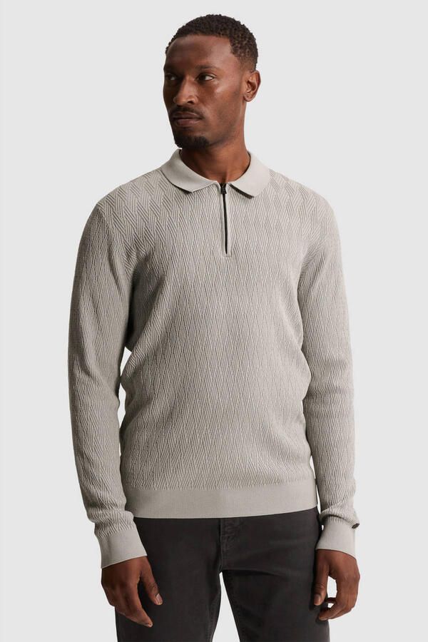 Cast Iron slim fit gebreide trui taupe