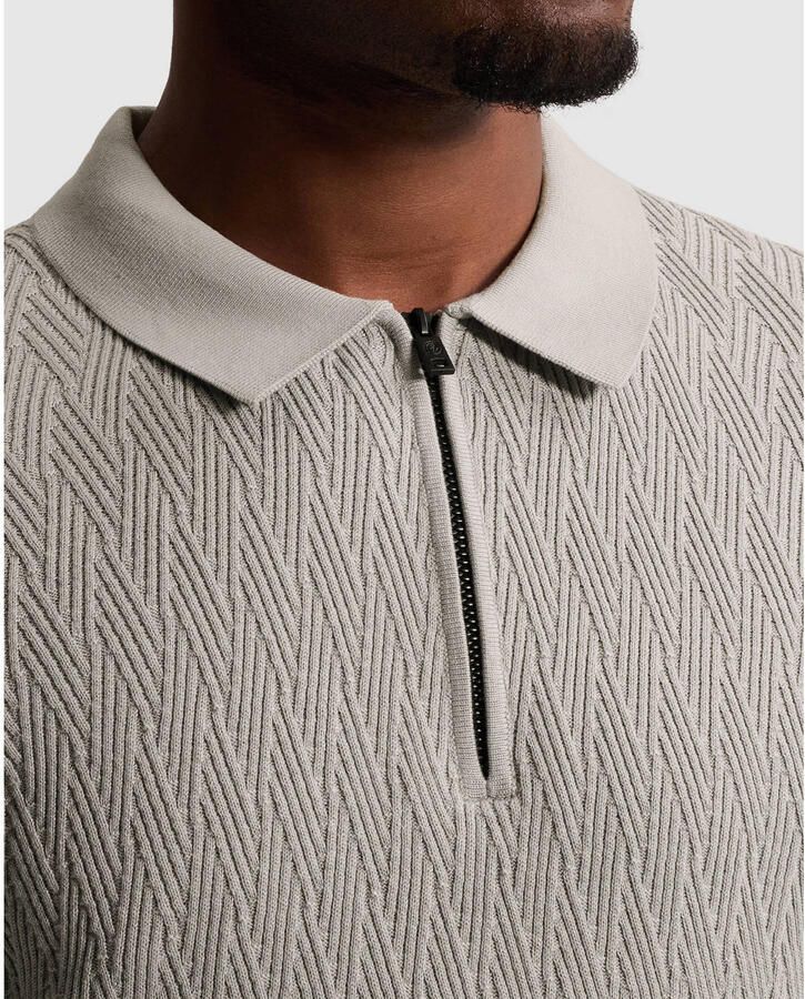 Cast Iron slim fit gebreide trui taupe - Foto 2