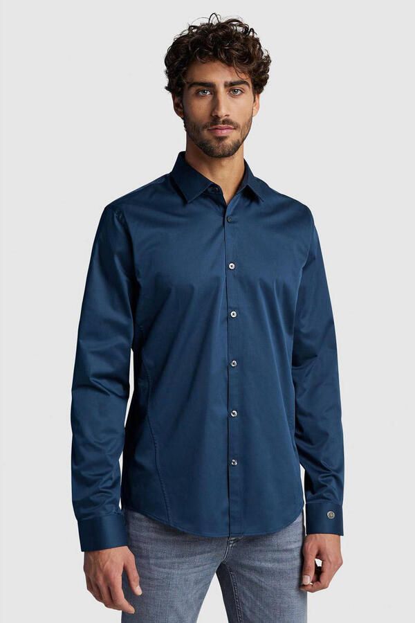 Cast Iron Overhemd korte mouw Blauw Heren