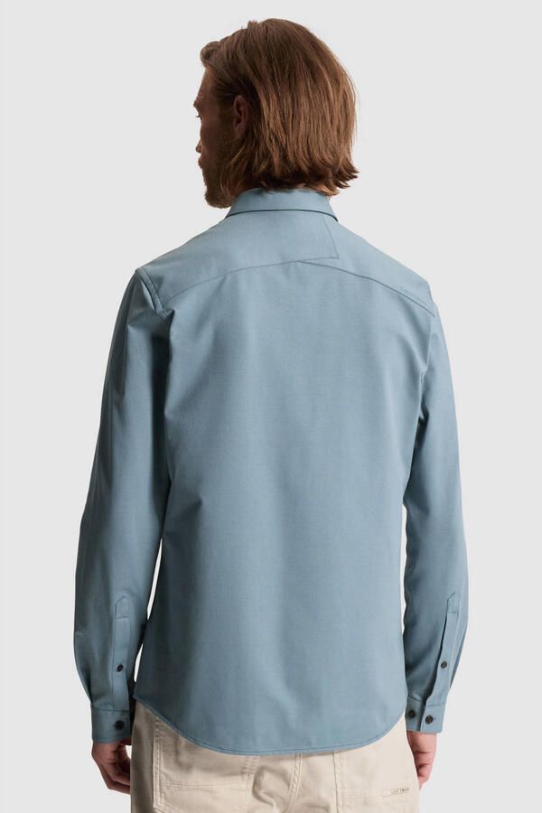 CAST IRON Heren Overhemden Long Sleeve Shirt Twill Jersey Blauw - Foto 6