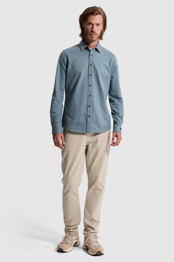 CAST IRON Heren Overhemden Long Sleeve Shirt Twill Jersey Blauw - Foto 7