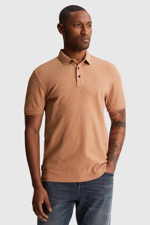 Cast Iron slim fit polo oranje
