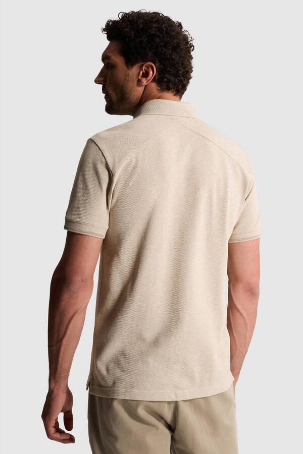 CAST IRON Heren Polo's & T-shirts Short Sleeve Polo Slim Fit Popcorn Jersey Melange Zand - Foto 6
