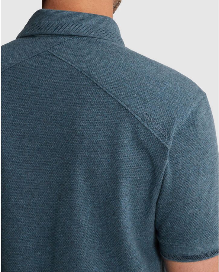 Cast Iron slim polo gebreid donkerblauw - Foto 3