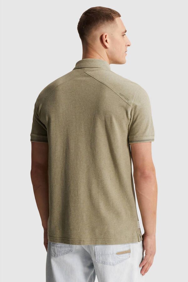 CAST IRON Heren Polo's & T-shirts Short Sleeve Polo Slim Fit Popcorn Jersey Melange Khaki - Foto 7