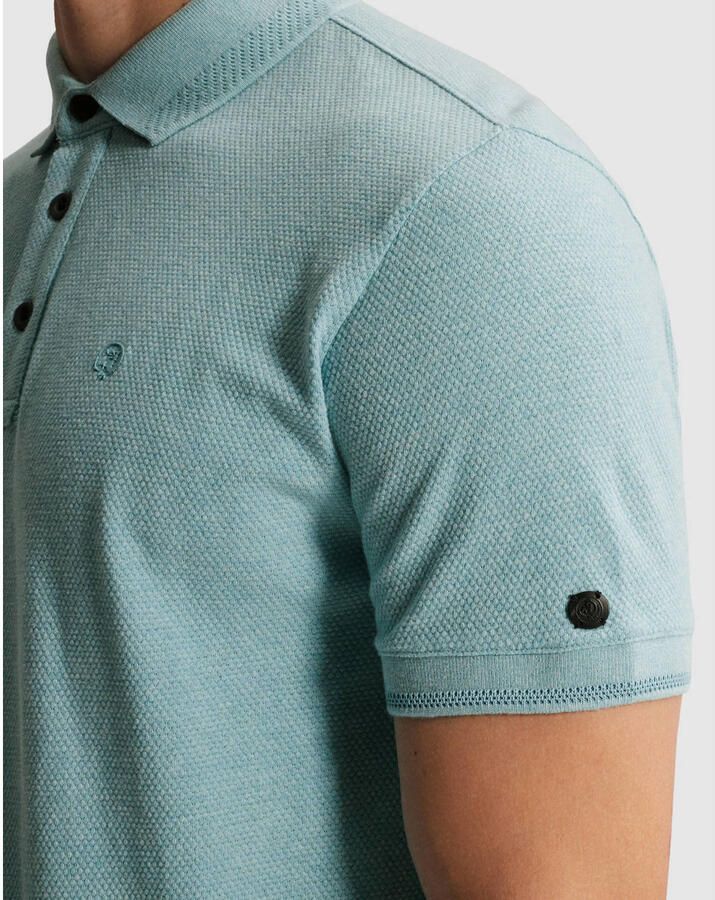 Cast Iron slim polo gebreid lichtblauw - Foto 2