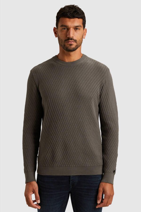 Cast Iron trui met ingebreid patroon grijs