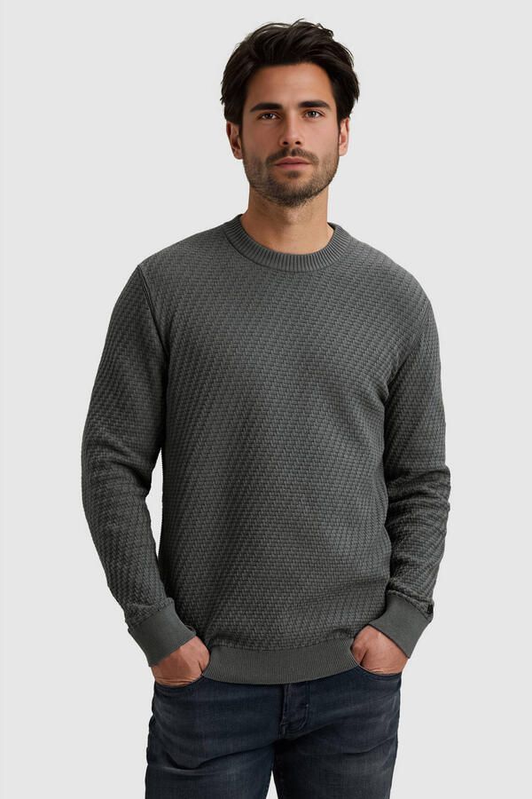 CAST IRON Heren Truien & Vesten Regular Fit Cotton Stretch Structure Grijs - Foto 7