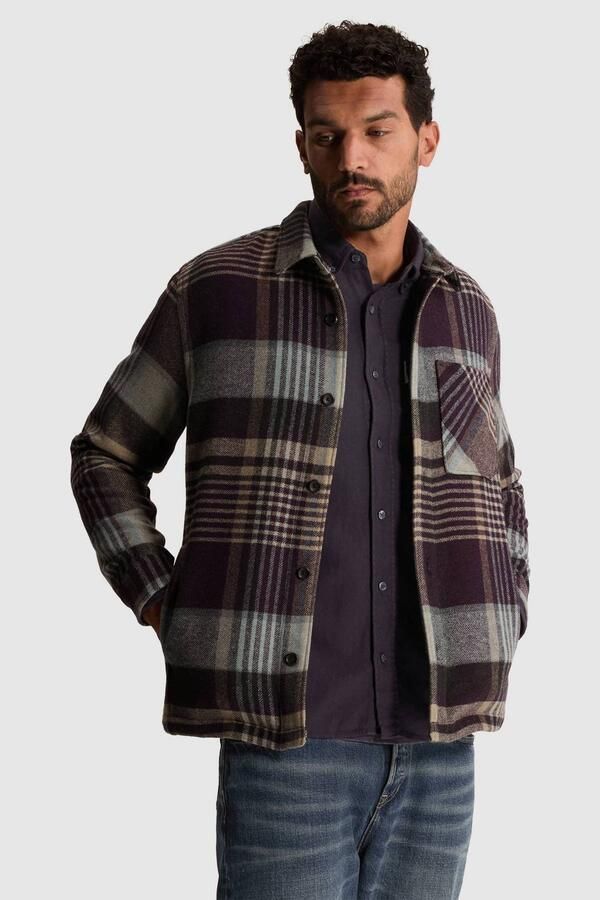 CAST IRON Heren Overshirts Long Sleeve Shirt Wool Blend Check Multi