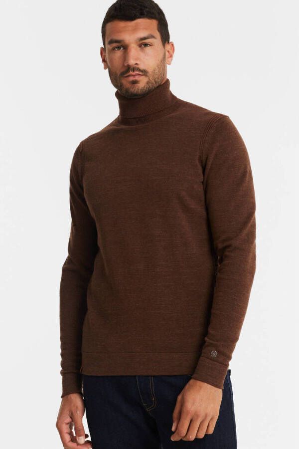 Cast Iron Turtleneck cotton heather plated cappuccino Bruin Heren