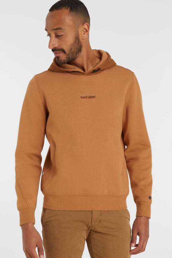 Cast Iron Hooded relaxed fit cotton interloc Bruin Heren