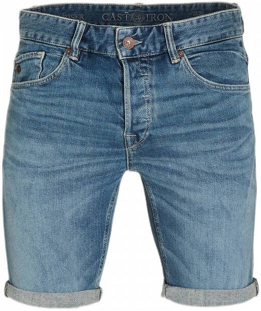 Cast Iron korte broek blauw effen denim korte broek blauw effen denim