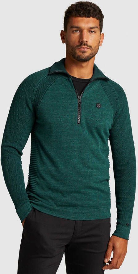 CAST IRON Heren Truien & Vesten Half Zip Collar Cotton Heather Plated Half Zip Groen