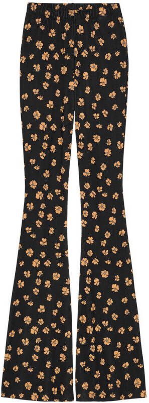Catwalk Junkie Flarepant Tangerine Broek met hoge taille en bloemenprint Zwart Dames