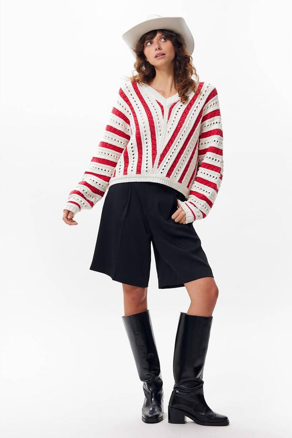 CATWALK JUNKIE Dames Truien & Vesten Ajour Knit Rood - Foto 5